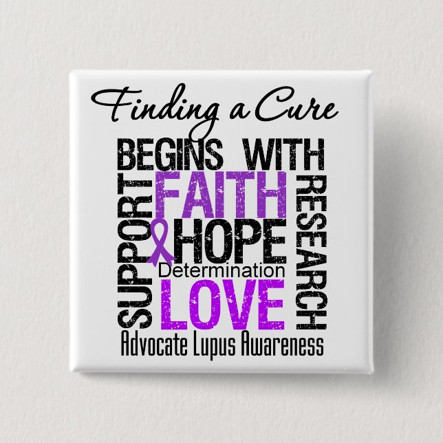 Finding a Cure For Lupus 2 Inch Square Button (Front)