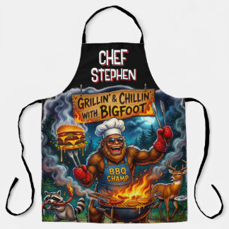 Finding Bigfoot Sasquatch BBQ Party Apron
