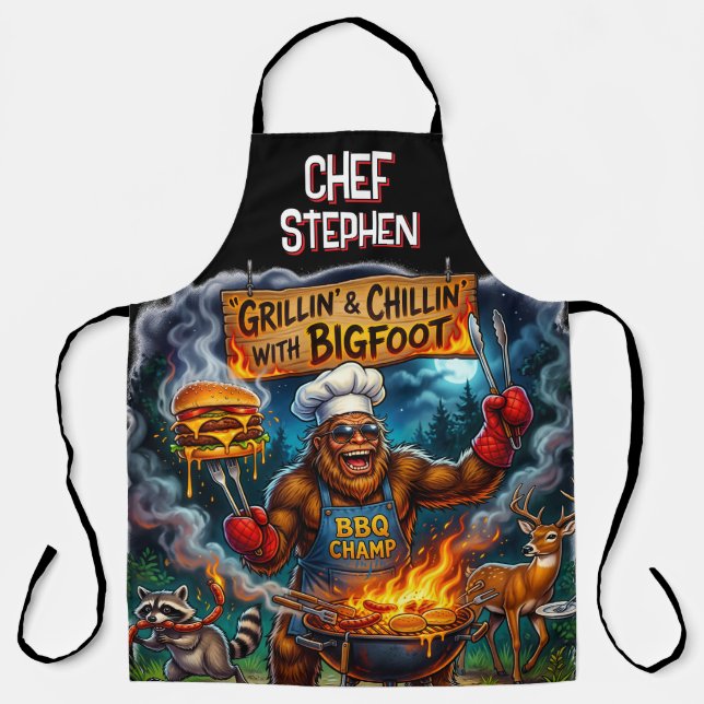 Finding Bigfoot Sasquatch BBQ Party Apron (Front)
