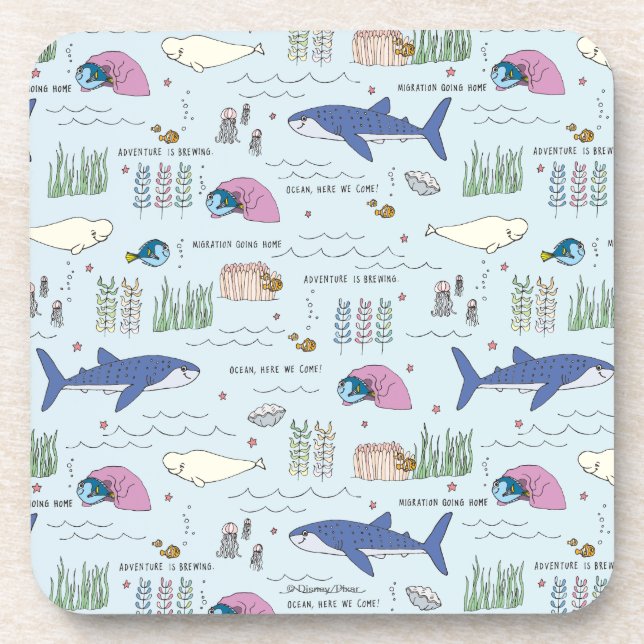 Finding Dory Blue Cartoon Pattern Coaster (Front)