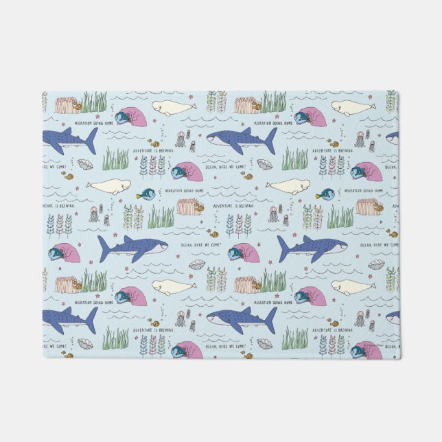 Finding Dory Blue Cartoon Pattern Doormat (Front)