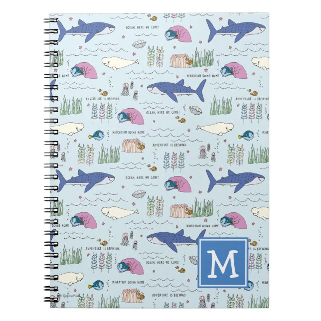 Finding Dory Blue Cartoon Pattern Notebook (Front)