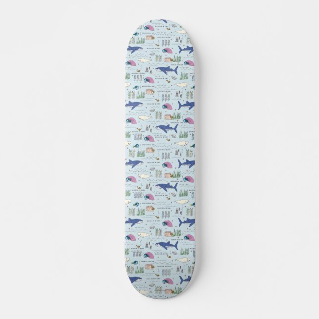 Finding Dory Blue Cartoon Pattern Skateboard (Front)