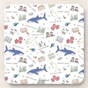Finding Dory Cartoon White Pattern Coaster