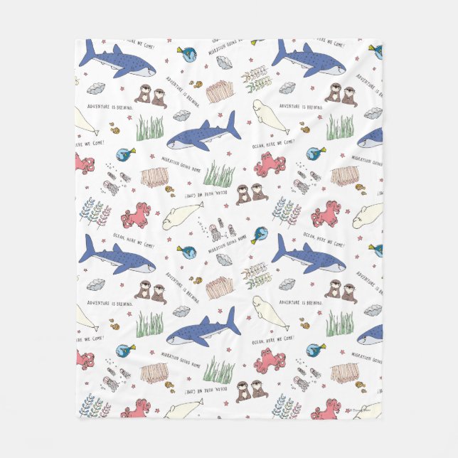 Finding Dory Cartoon White Pattern Fleece Blanket (Front)