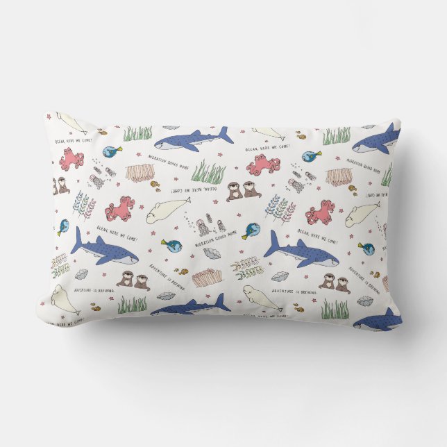 Finding Dory Cartoon White Pattern Lumbar Pillow (Front)