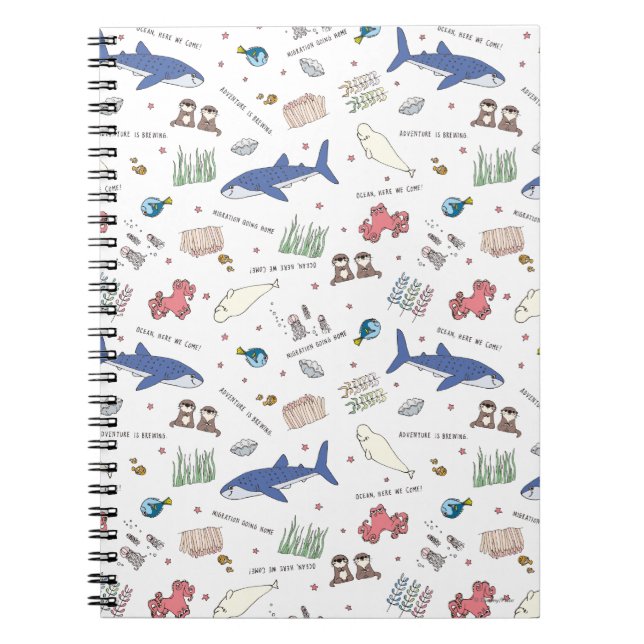Finding Dory Cartoon White Pattern Notebook (Front)