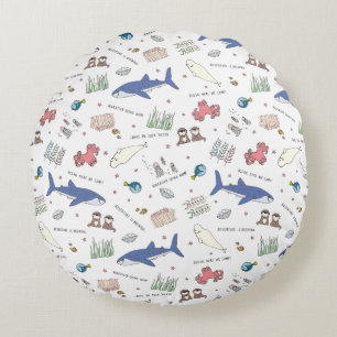 Finding Dory Cartoon White Pattern Round Pillow