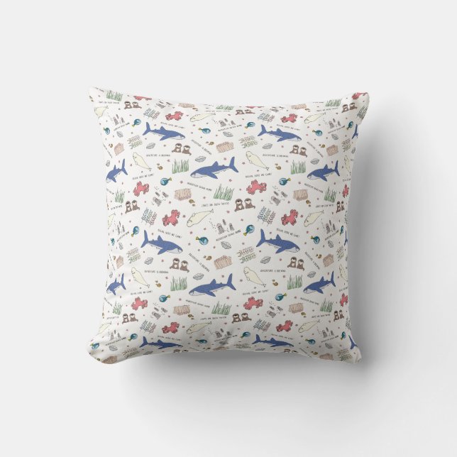 Finding Dory Cartoon White Pattern Throw Pillow (Front)