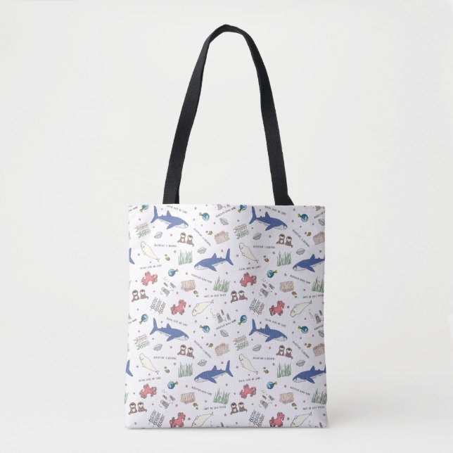 Finding Dory Cartoon White Pattern Tote Bag (Front)
