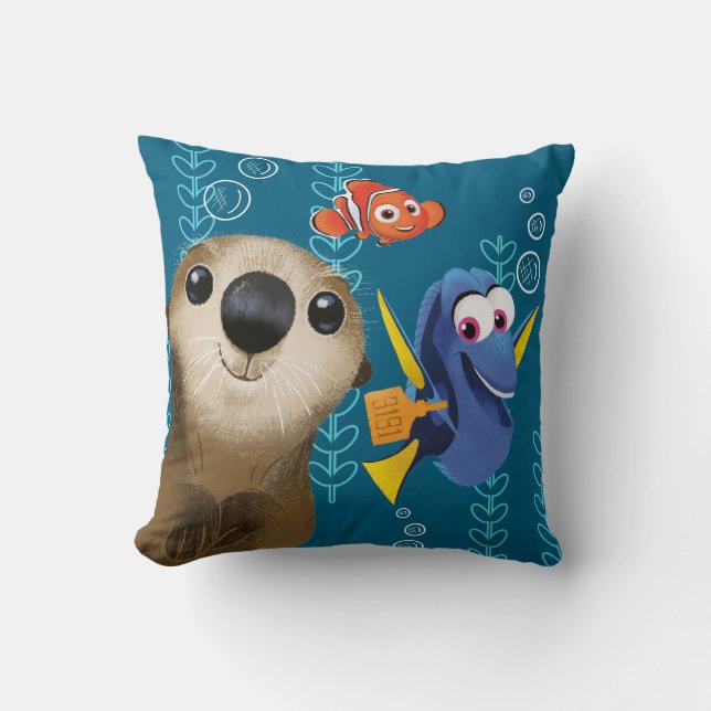 Finding Dory | Nemo, Dory & Otter Throw Pillow (Front)