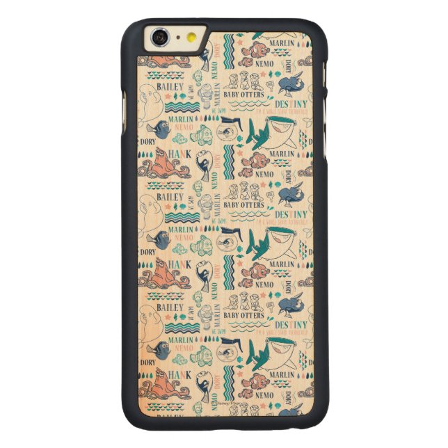 Finding Dory Pastel Pattern Carved Wood iPhone Case (Back)