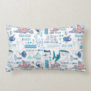 Finding Dory Pastel Pattern Lumbar Pillow