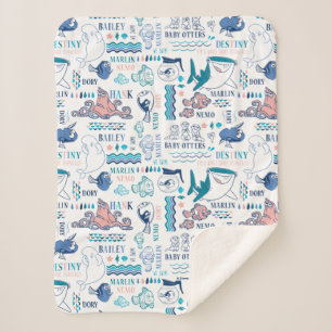 Finding Dory Pastel Pattern Sherpa Blanket