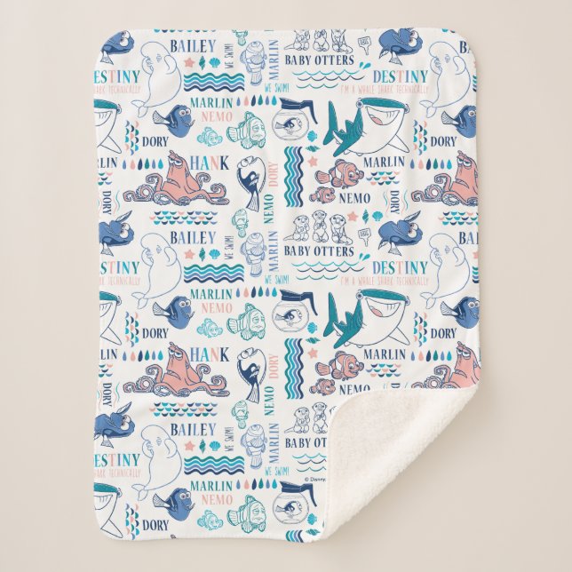 Finding Dory Pastel Pattern Sherpa Blanket (Front)