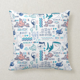 Finding Dory Pastel Pattern Throw Pillow