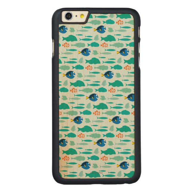 Finding Dory Silhouette Pattern Carved Wood iPhone Case (Back)
