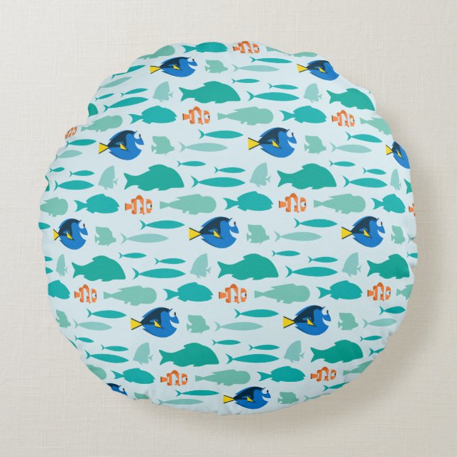 Finding Dory Silhouette Pattern Round Pillow (Front)