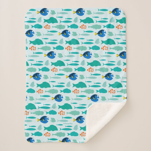 Finding Dory Silhouette Pattern Sherpa Blanket (Front)