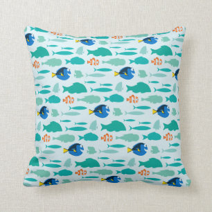 Finding Dory Silhouette Pattern Throw Pillow