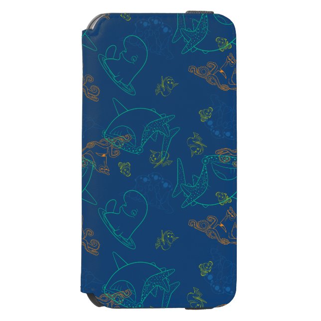 Finding Dory Sketch Navy Pattern Incipio iPhone Wallet Case (Folio Front)