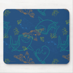 Finding Dory Sketch Navy Pattern Mouse Pad