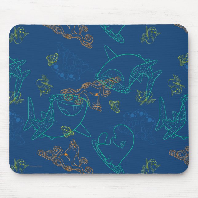 Finding Dory Sketch Navy Pattern Mouse Pad (Front)