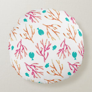 Finding Dory Watercolor Coral Pattern Round Pillow