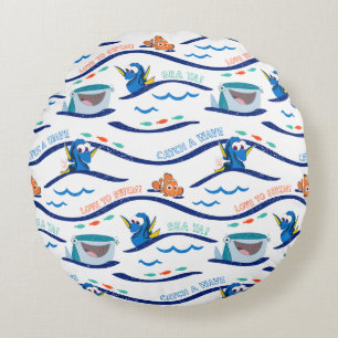 Finding Dory Wave Pattern Round Pillow