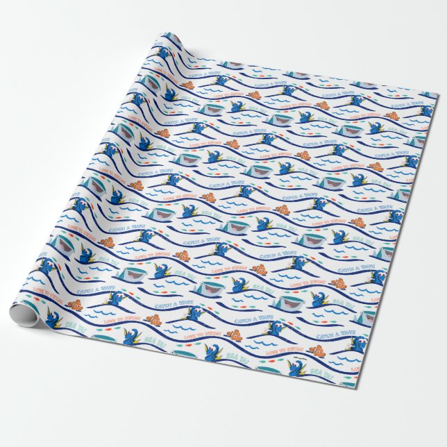 Finding Dory Wave Pattern Wrapping Paper (Unrolled)
