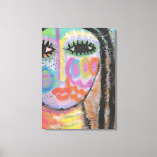 Finding Myself Abstract Painting on OSB Board Canvas Print