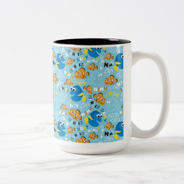 Finding Nemo | Dory and Nemo Pattern Two-Tone Coffee Mug (Right)