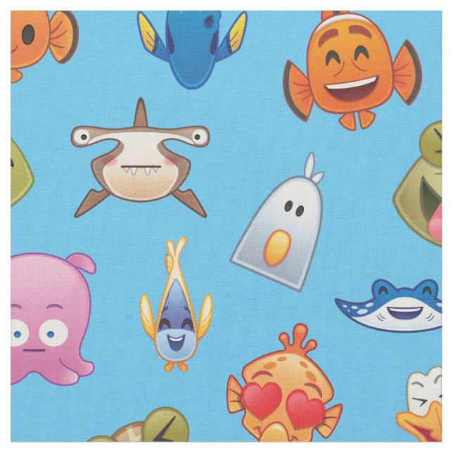 Finding Nemo Emoji Pattern Fabric (Close Up)