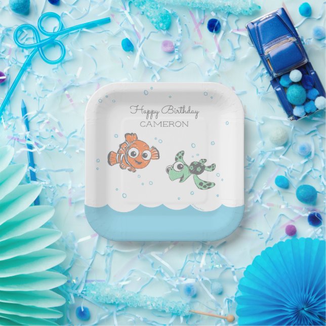 Finding Nemo & Squirt First Birthday Paper Plate (Party)
