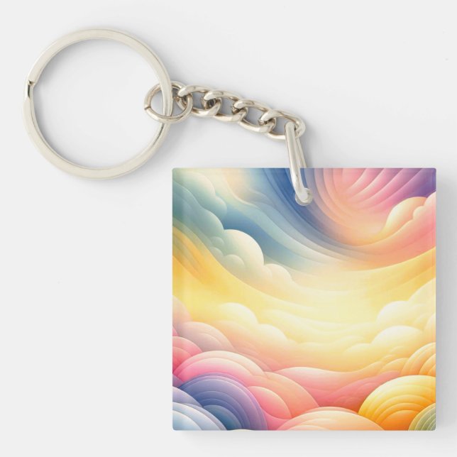 Finding Peace in the Puffy Dreamy Coluds Keychain (Front)