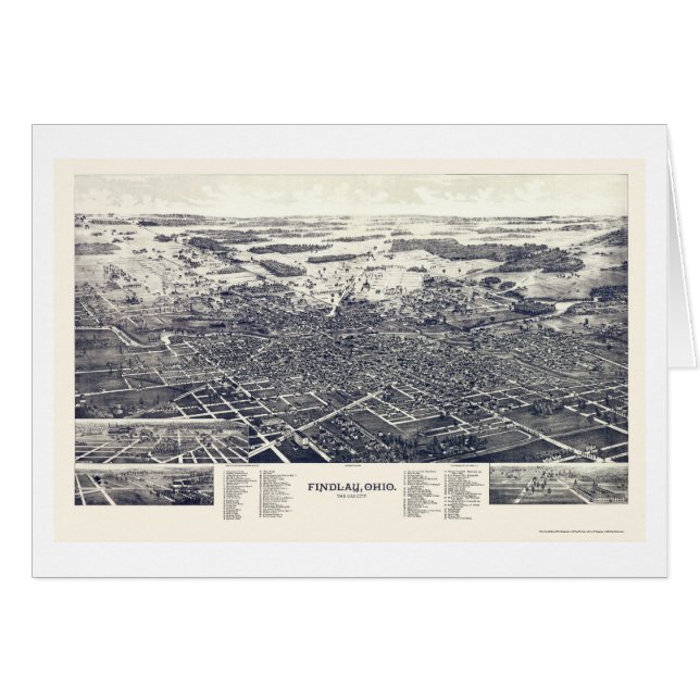 Findlay, carte panoramique de l'OH - 1889 (Devant horizontal)
