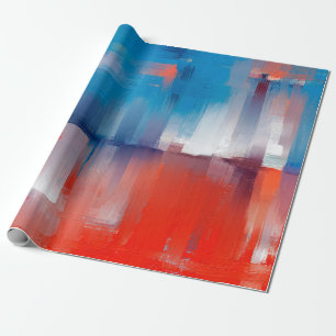 Fine art abstraction, oil painting made with rough wrapping paper
