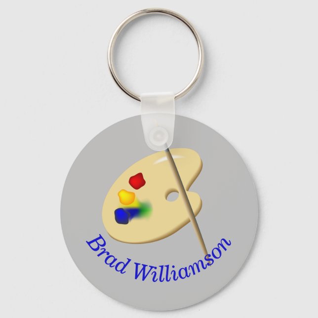 Fine Art Artist Palette Personalized Keychain (Front)