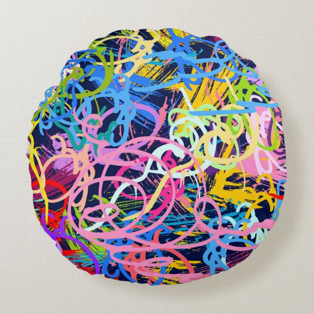 Fine Art background. Seamless pattern with grunge  Round Pillow (Front)