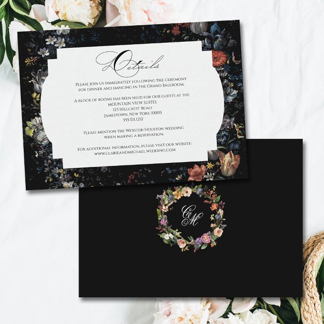 Fine Art Black Floral Calligraphy Enclosure Card (Creator Uploaded)