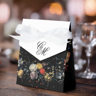 Fine Art Black Floral Calligraphy Favor Box