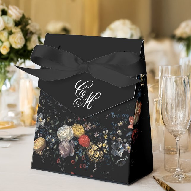 Fine Art Black Floral Calligraphy Favor Box (Creator Uploaded)