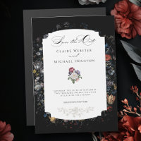 Fine Art Black Floral Calligraphy Save the Date