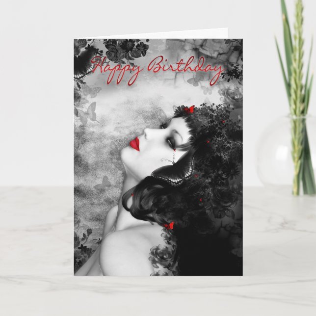 Fine Art Butterfly Princess Birthday Card - Modern (Front)