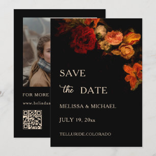 Fine Art Flowers Dark Wedding Save The Date