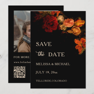 Fine Art Flowers Dark Wedding Save The Date