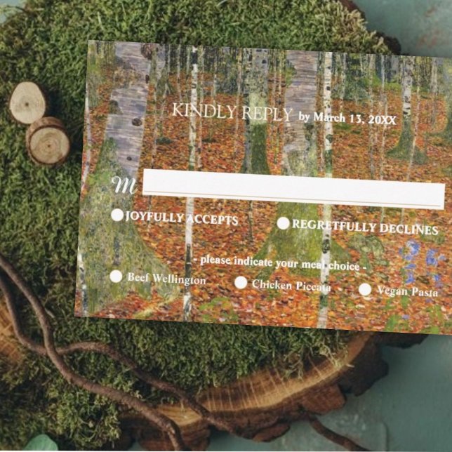 Fine Art Gustav Klimt Forest Nature Meal Options  RSVP Card (Creator Uploaded)