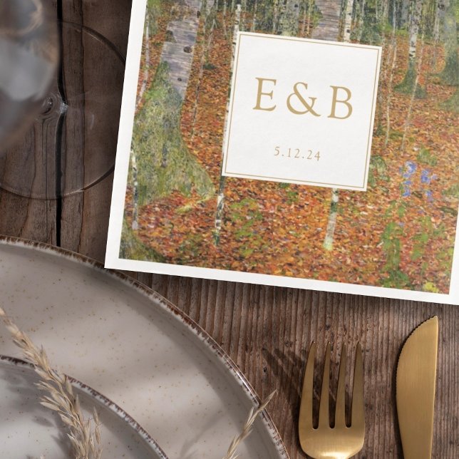 Fine Art Gustav Klimt Forest Nature Wedding Napkin (Creator Uploaded)