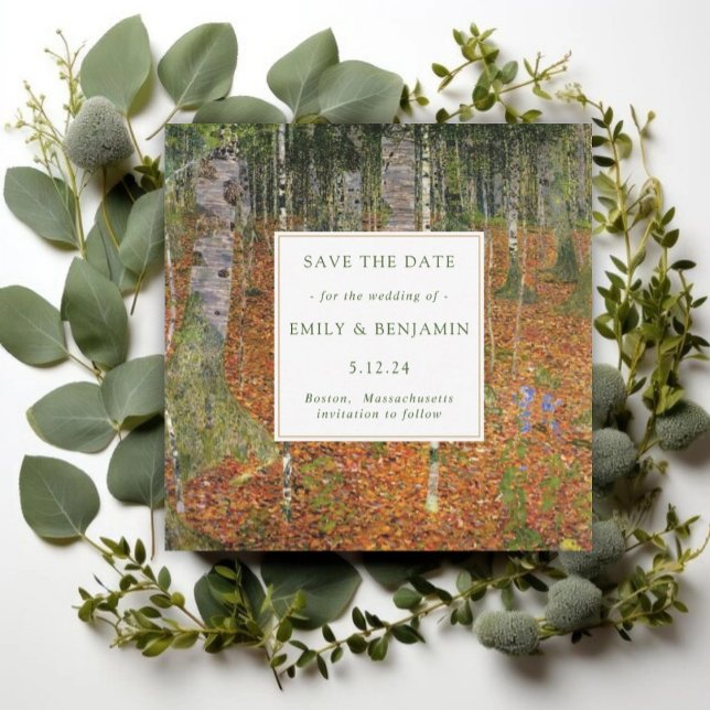 Fine Art Gustav Klimt Forest Nature Wedding Save The Date (Creator Uploaded)