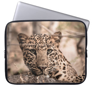 Fine art image of male leopard or panther portrait laptop sleeve